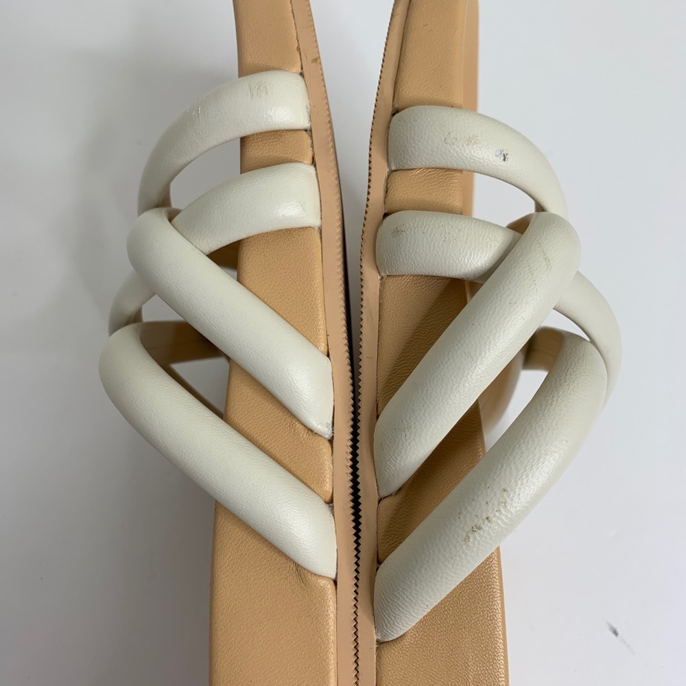 J Crew Pacific Fresh Cream Cushy Slip On Sandals Strappy Size 8.5 Women’s - Picture 8 of 11